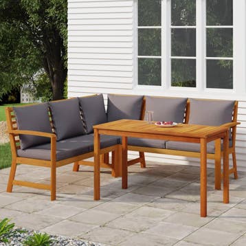 vidaXL 4-delige Tuinset met kussens massief acaciahout, Verzenden, Nieuw, Tuinset
