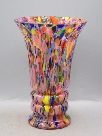 Vase - Années 1930 – Bohême - Verre éclaboussé - Art déco