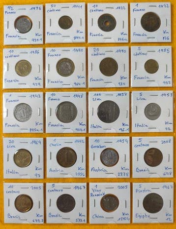 Lot de 120 pièces du monde, mais 20 billets. Époque