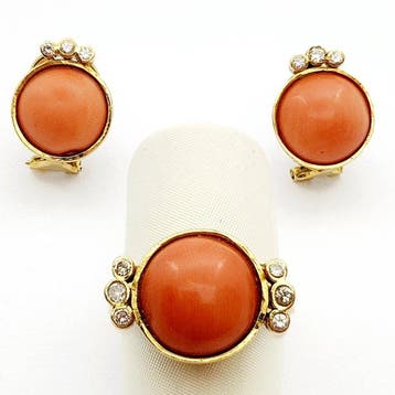 Ensemble de bijoux 2 pièces - 18 carats Or jaune - 3.00ct., Handtassen en Accessoires, Antieke sieraden