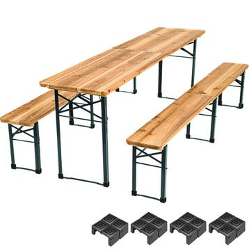 tectake Biertafelset Rolf 3-delig, inklapbaar - bruin, Verzenden, Nieuw