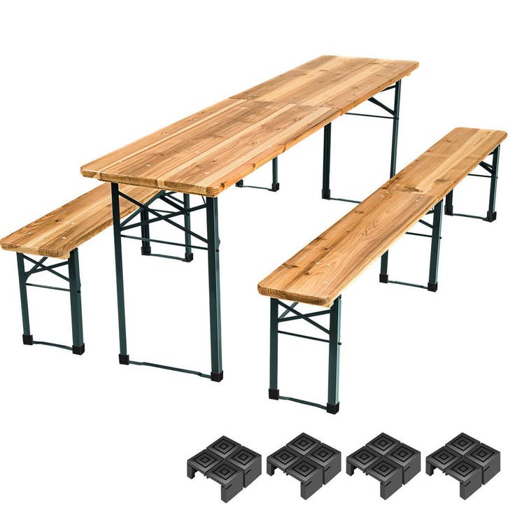 tectake Biertafelset Rolf 3-delig, inklapbaar - bruin, Maison & Meubles, Chaises, Envoi