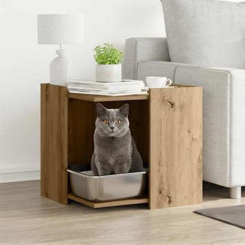 vidaXL Kattenbakomheining Artisanaal eiken 53 x 53 x 51 cm, Verzenden