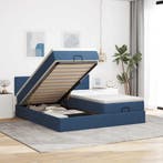 vidaXL Ottoman bed met matrassen 200x200cm stof blauw, Verzenden