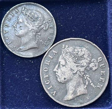 Mauritius. Victoria. 25 Cents 1883-1897 (2 Coins) (Zonder