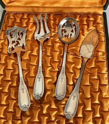 Tafelservies (4) - Wit metaal - Servies voor mignardises