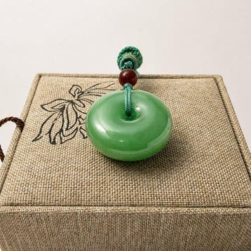 Aventurijnjade donutvormige hanger - Hoogte: 26 mm -