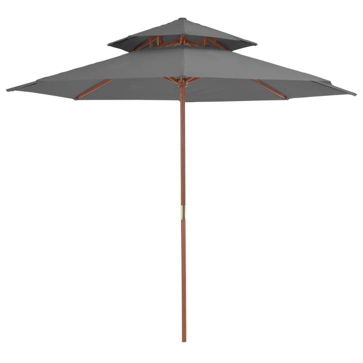 vidaXL Parasol dubbeldekker met houten paal 270 cm antraciet, Jardin & Terrasse, Parasols, Envoi