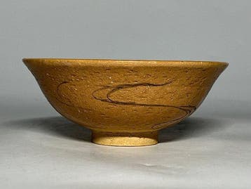 Ky-ware Autumn Maple Motif Tea Bowl By Mitani Fukuh &
