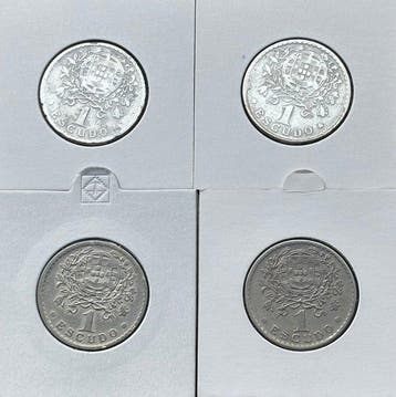 Portugal. Lote de 4 Moedas de 1 Escudo em Alpaca (Bela a