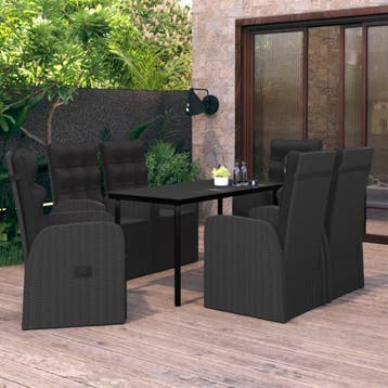 vidaXL 7-delige Tuinset met kussens zwart, Verzenden, Nieuw, Tuinset
