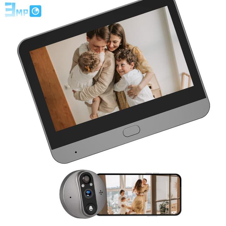 Smart Digitale Deurspion + bel | 3MP | 4.3 LCD | Tweeweg Au, Doe-het-zelf en Bouw, Alarmsystemen, Nieuw, Verzenden