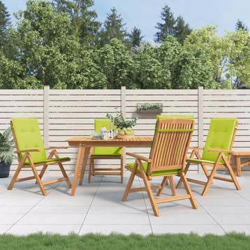 vidaXL Verstelbare klapstoelen met kussens, 4 stuks, massief, Verzenden