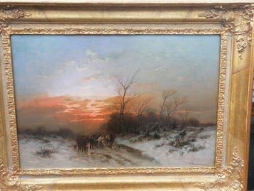 Desire ,Thomassin (1858-1933,) - Paarden in de bossen in de