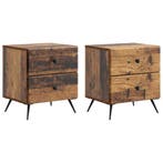vidaXL Nachtkastje 2 pcs Oud hout 43 x 34,5 x 47,5 cm, Huis en Inrichting, Slaapkamer | Nachtkastjes, Verzenden, Nieuw