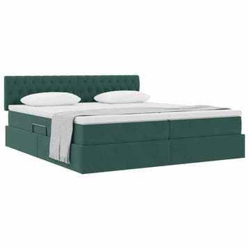 vidaXL Opbergbed 2 st Donkergroen 180 x 200 cm Velvet, Verzenden