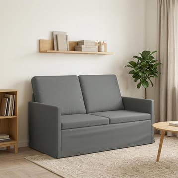 vidaXL 2-zitsbank / zetel Donkergrijs 130 x 81 x 82 cm Stof, Verzenden, Nieuw