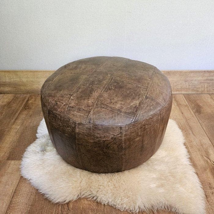 Pouf - Cuir, Antiquités & Art, Curiosités & Brocante