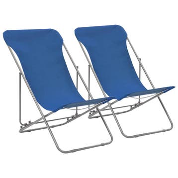 vidaXL Opklapbare stoelen (2 stuks) van staal met blauwe, Verzenden, Nieuw