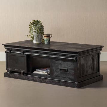 Salontafel Mangohout Milan 120 Zwart, Verzenden, Nieuw, Industriële meubels, Overige vormen