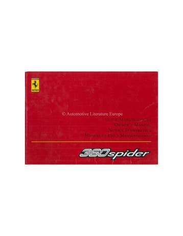 2002 FERRARI 360 SPIDER INSTRUCTIEBOEKJE 1773//02, Ophalen of Verzenden