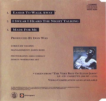 ELTON JOHN - Easier To Walk Away (CDM) 0042287868522, Verzenden, Nieuw in verpakking