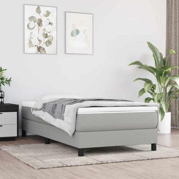 vidaXL Boxspring met matras stof lichtgrijs 90x200 cm, Verzenden, Nieuw