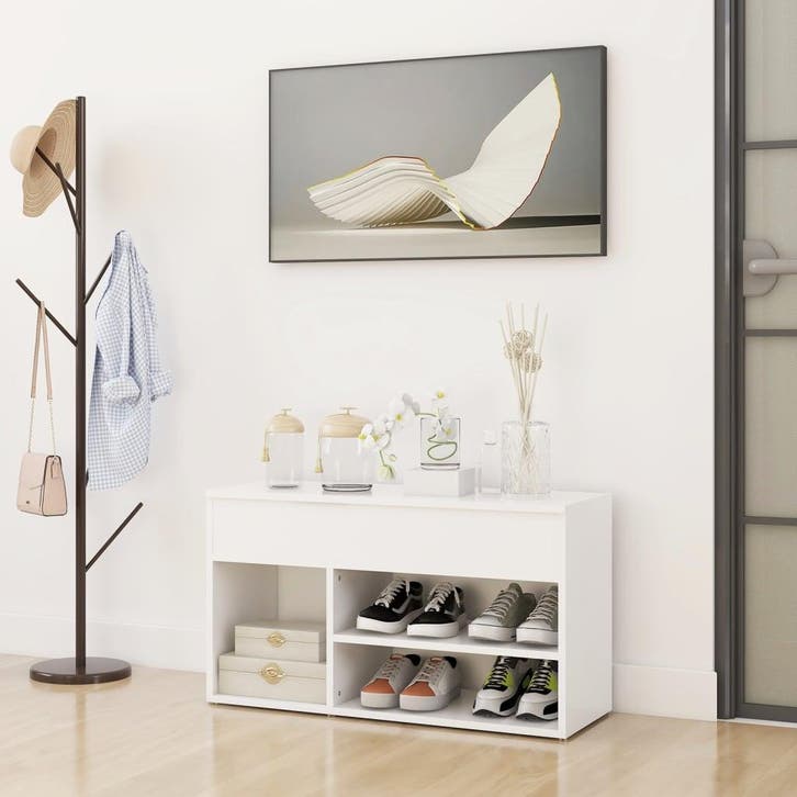 vidaXL Schoenenbank 80x30x45 cm bewerkt hout wit, Huis en Inrichting, Kasten | Schoenenkasten, Nieuw, Verzenden