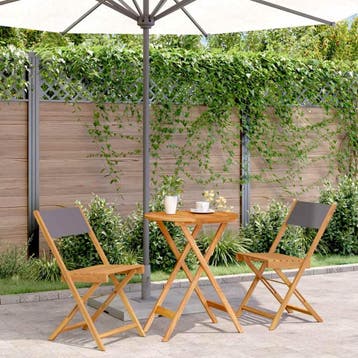vidaXL 3-delige Bistroset stof en massief hout, Verzenden