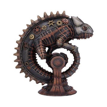 Beeldje - Bronze Mechanical Chameleon Steampunk Lizard