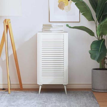 vidaXL Kastdeur met lamellen 69x39,4 cm massief grenenhout, Verzenden