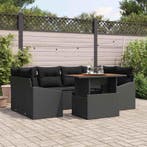 vidaXL Tuin Eettafel Set met kussen 7 pcs Zwart en Bruin, Verzenden, Nieuw