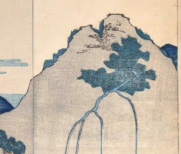 Attribué à Hokusai — Cascade sur un sommet boisé — Double