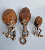 Katrollen / blokken, Ship’s pulley (3) - Hout, IJzer,