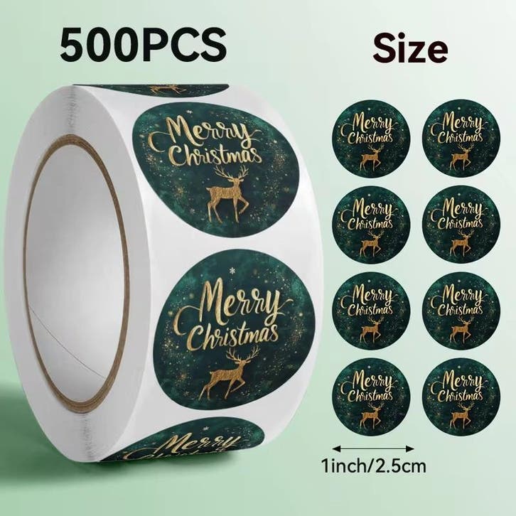 Sluitstickers kerstetiketten merry christmas gouden rendier, Hobby en Vrije tijd, Knutselen, Nieuw