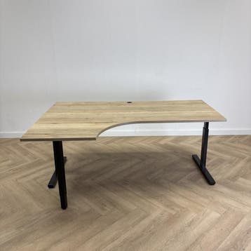 hoekbureau (links) 180x120 cm + kabeldoorvoer,  natuur eiken