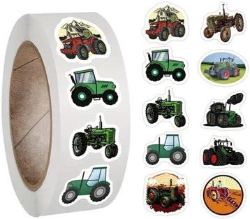 Sluitstickers trekkers tractor beloning rond etiket 2,5 cm, Nieuw