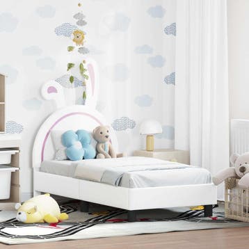 vidaXL Peuterbedframe met hoofdboard Wit 70 x 140 cm PU, Verzenden, Nieuw
