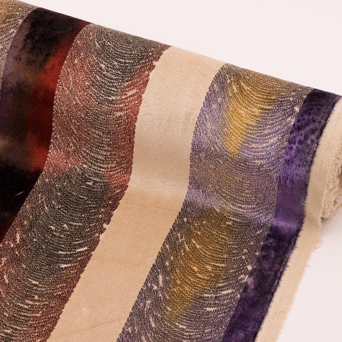 BA140 - Streepveloursstof – Velluto Italiano Cangiante -, Antiquités & Art, Tapis & Textile