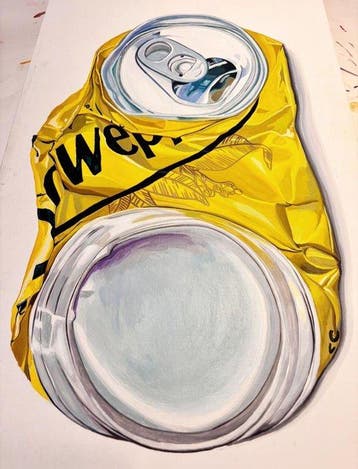 Antonio Valenzuela - Schweppes can - Acrilic on wood