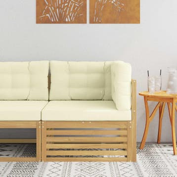 vidaXL Buitenhoekbank Massief Acacia Hout Wit, Tuin en Terras, Tuinsets en Loungesets, Verzenden, Nieuw