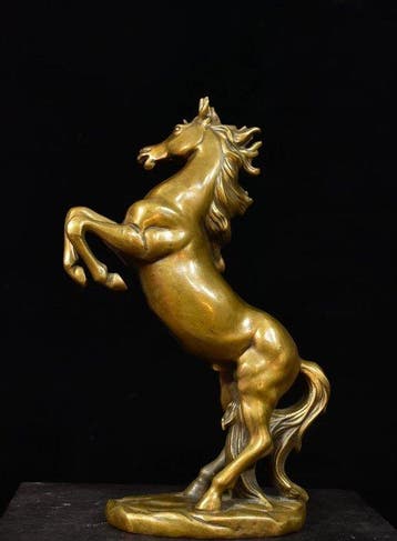 Beeld, Bronze Prancing Horse - 30 cm - Koper