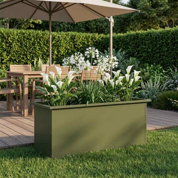 vidaXL Tuinplantenbak met led Olijfgroen 40 x 100 x 40 cm, Verzenden, Nieuw