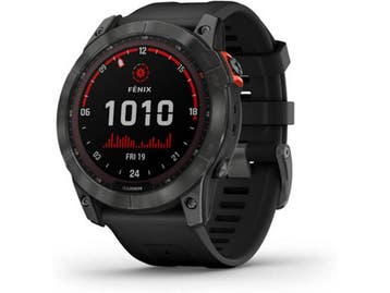 Garmin Fenix 7X 51 mm slate grey met zwarte polsband - wifi,, Verzenden, Zo goed als nieuw, Garmin