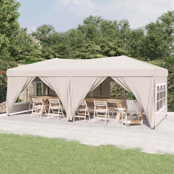 vidaXL Partytent inklapbaar met zijwanden 3x6 m crèmekleurig, Verzenden