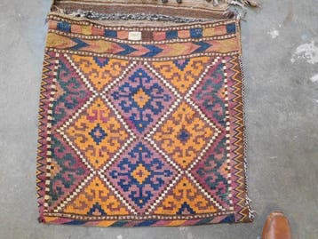 Vintage handgeweven dubbele Kelim Sadlle Bag - Maymana -