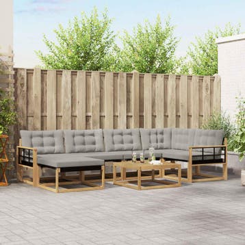 vidaXL Buiten bank set 7 st Wit en Lichtgrijs Massief Acacia, Verzenden, Nieuw