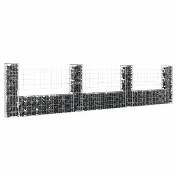 vidaXL Schanskorf U-vormig met 4 palen 380x20x100 cm ijzer, Tuin en Terras, Tuinhekken en Hekwerk, Verzenden, Nieuw