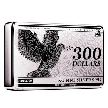 1 kilogram - Zilver .999 - 2026 1 Kilo $300 Liberia Pax 9999