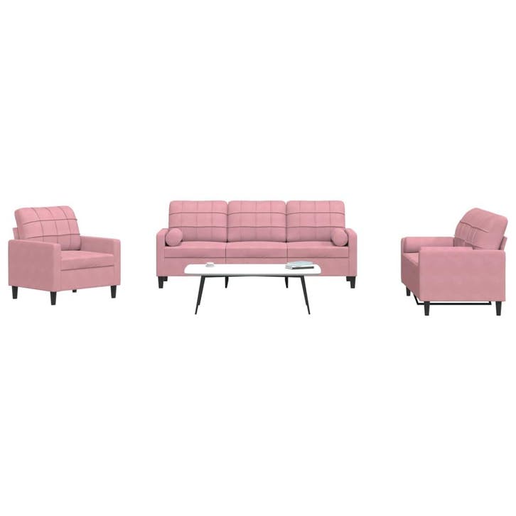vidaXL 3-delige Loungeset met kussens en bolsters fluweel, Huis en Inrichting, Zetels | Zetels, Nieuw, Verzenden